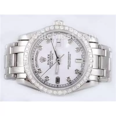 Rolex Masterpiece Automatic Diamond Marking And Bezel With White Dial