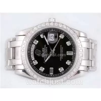 Rolex Masterpiece Automatic Diamond Marking And Bezel With Black Dial