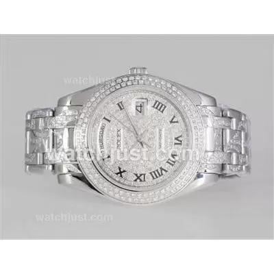 Rolex Masterpiece Automatic Movement With Full Diamond Dial Roman Marking 39mm New Version