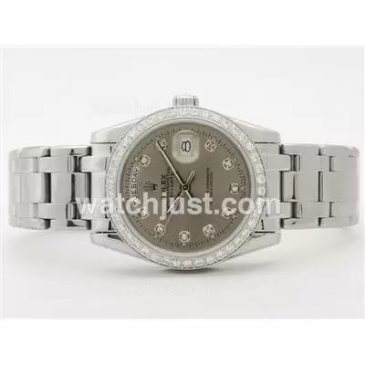 Rolex Masterpiece Automatic Diamond Bezel And Marking With Gray Dial