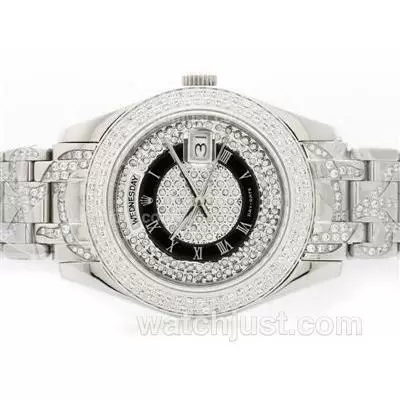 Rolex Masterpiece Automatic With Diamond Strap And Black Roman Markers Same Structure As Eta Version High Quality