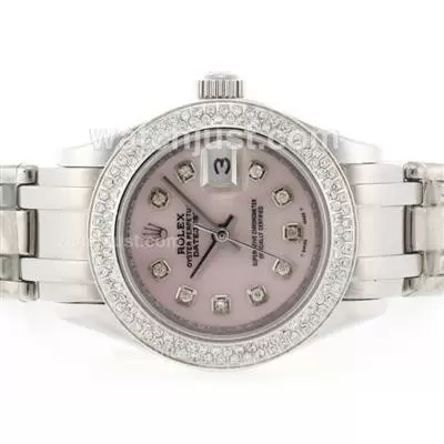 Rolex Masterpiece Automatic Movement Diamond Bezel And Marking With Pink Mop Dial