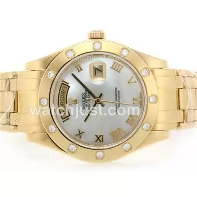 Rolex Masterpiece Automatic Movement Full Gold Roman Marking With Mop Dial