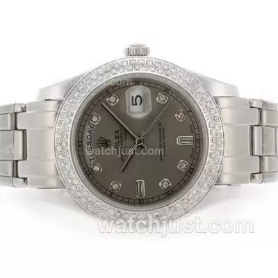 Rolex Masterpiece Automatic Movement Diamond Bezel And Marking With Gray Dial