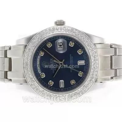 Rolex Masterpiece Automatic Movement Diamond Bezel And Marking With Blue Dial