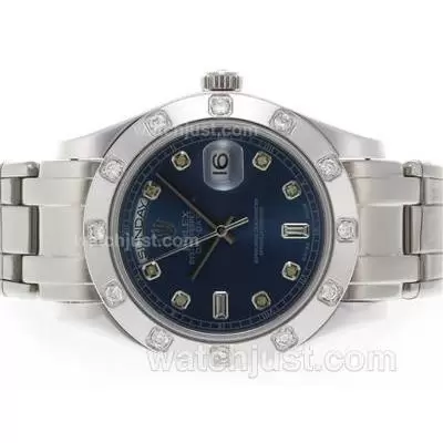 Rolex Masterpiece Automatic Movement Diamond Marking With Blue Dial