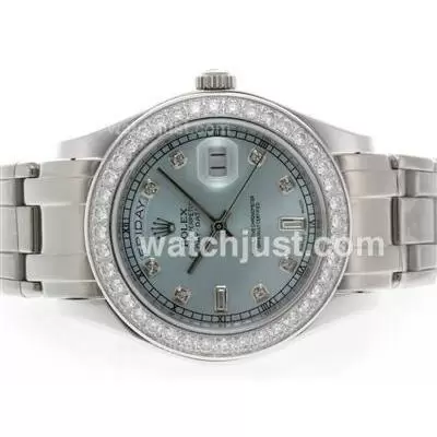 Rolex Masterpiece Automatic Movement Diamond Marking And Bezel With Light Blue Dial