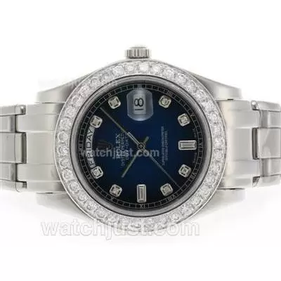 Rolex Masterpiece Automatic Movement Diamond Marking And Bezel With Blue Dial