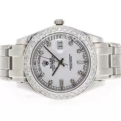 Rolex Masterpiece Automatic Movement Diamond Marking And Bezel With White Dial