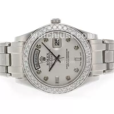 Rolex Masterpiece Automatic Movement Diamond Marking And Bezel With White Dial