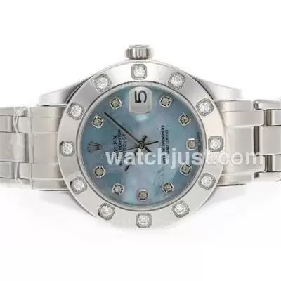 Rolex Masterpiece Automatic Movement Diamond Marking With Blue Mop Dial