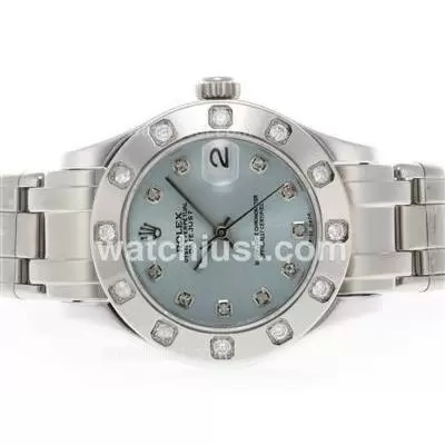 Rolex Masterpiece Automatic Movement Diamond Marking With Light Blue Dial