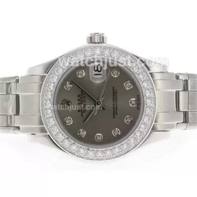 Rolex Masterpiece Automatic Movement Diamond Marking And Bezel With Gray Dial