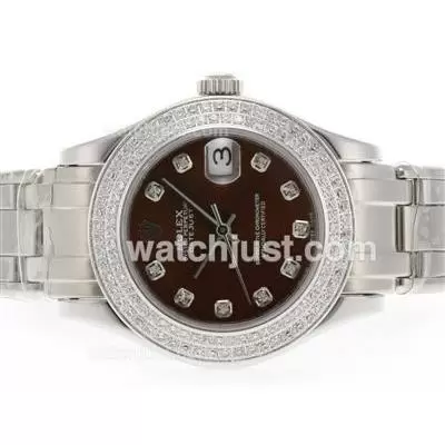 Rolex Masterpiece Automatic Movement Diamond Marking And Bezel With Brown Dial