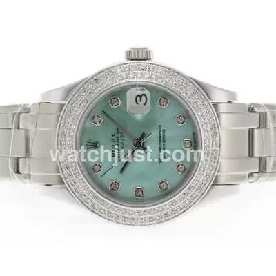 Rolex Masterpiece Automatic Movement Diamond Marking And Bezel With Green Mop Dial