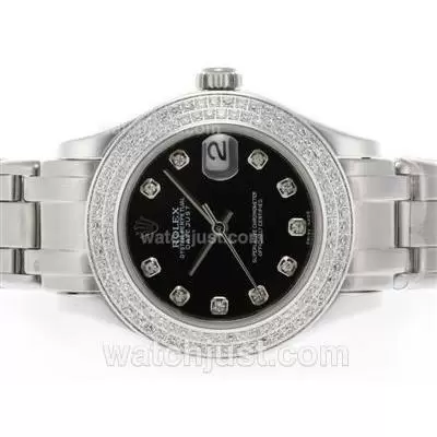 Rolex Masterpiece Automatic Movement Diamond Marking And Bezel With Black Dial