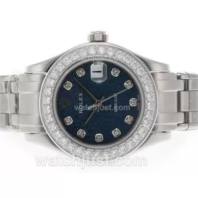 Rolex Masterpiece Automatic Movement Diamond Marking And Bezel With Blue Computer Dial