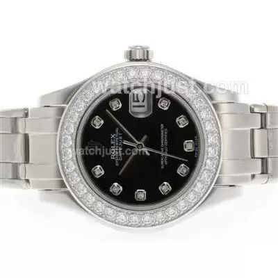 Rolex Masterpiece Automatic Movement Diamond Marking And Bezel With Black Dial