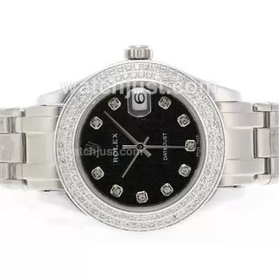 Rolex Masterpiece Automatic Movement Diamond Marking And Bezel With Black Computer Dial