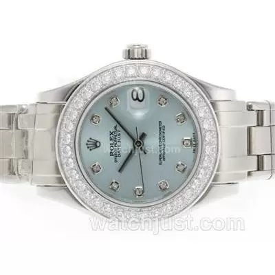 Rolex Masterpiece Automatic Movement Diamond Marking And Bezel With Light Blue Dial