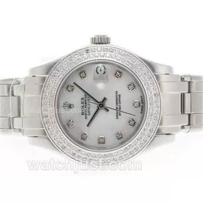 Rolex Masterpiece Automatic Movement Diamond Marking And Bezel With Mop Dial