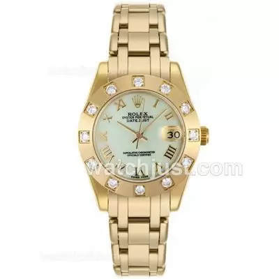 Rolex Masterpiece Automatic Movement Full Gold Roman Marking With Green Mop Dial