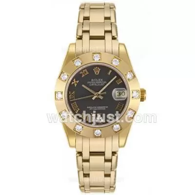 Rolex Masterpiece Automatic Movement Full Gold Roman Marking With Gray Dial Mid Size