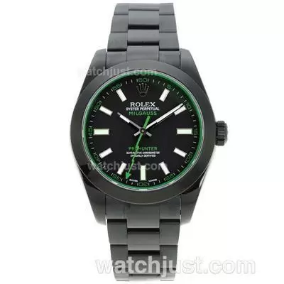 Rolex Milgauss Oyster Perpetual Automatic Movement Full Pvd With Black Dial Sapphire Glass