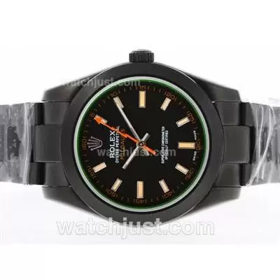 Rolex Milgauss Automatic Full Pvd With Black Dial Orange Markers