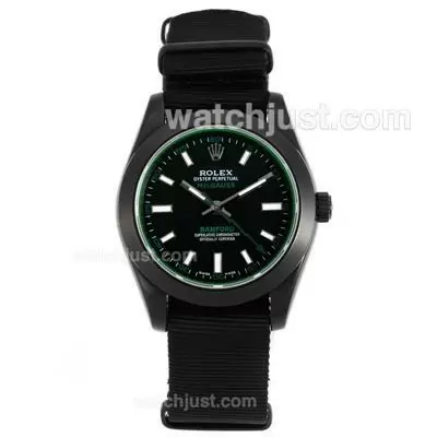 Rolex Milgauss Bamford Automatic Pvd Case With Black Dial Nylon Strap Tinted Green Glass