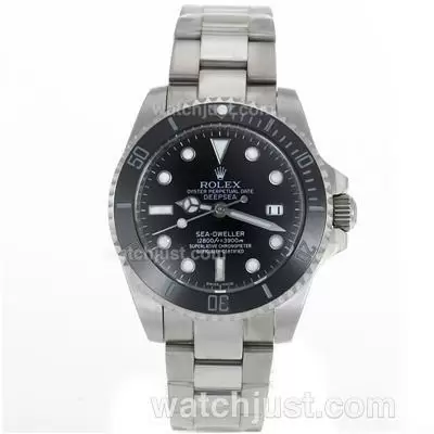 Rolex Sea Dweller Automatic With Black Ceramic Bezel And Dial S/s Sapphire Glass