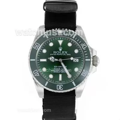 Rolex Sea Dweller Automatic Green Ceramic Bezel And Dial With Nylon Strap Sapphire Glass