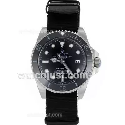 Rolex Sea Dweller Automatic Black Ceramic Bezel And Dial With Nylon Strap Sapphire Glass