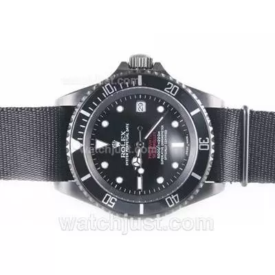 Rolex Sea Dweller Automatic Movement Pvd Case With Black Nylon Strap Pro Hunter Special Edition