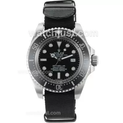 Rolex Sea Dweller Automatic Ceramic Bezel With Black Dial Nylon Strap