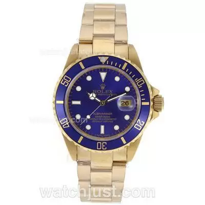 Rolex Submariner Automatic Full Gold With Blue Dial And Bezel