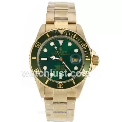 Rolex Submariner Automatic Full Gold With Green Dial And Bezel