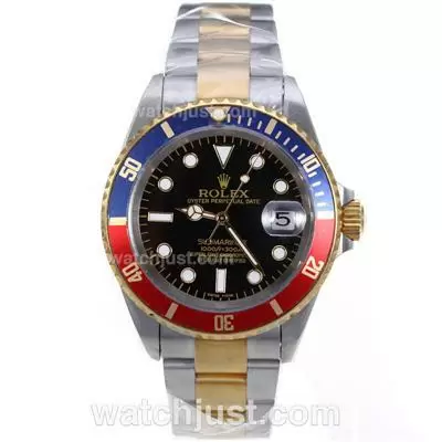 Rolex Submariner Automatic Two Tone Blue/red Bezel With Black Dial Sapphire Glass