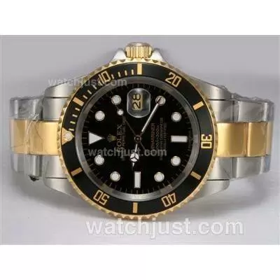 Rolex Submariner Automatic Two Tone With Black Dial And Bezel