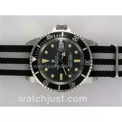 Rolex Submariner Automatic With Black Dial And Bezel Nylon Strap Vintage Edition