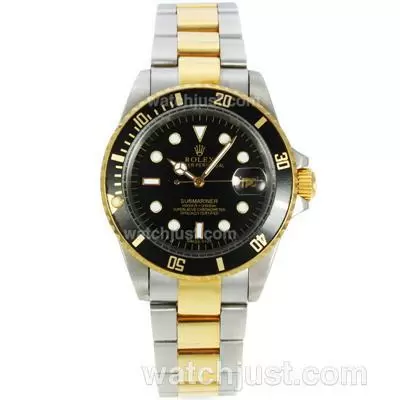 Rolex Submariner Automatic Two Tone With Black Bezel And Dial