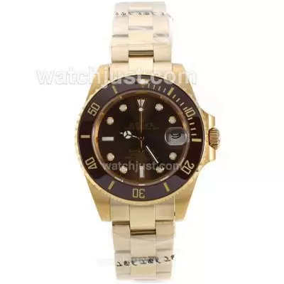 Rolex Submariner Automatic Full Yellow Gold With Brown Bezel And Dial Medium Size