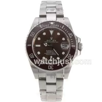 Rolex Submariner Automatic With Brown Dial And Bezel S/s Medium Size