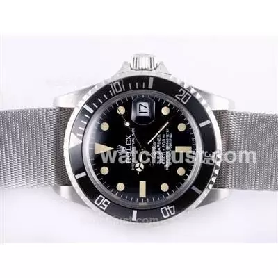 Rolex Submariner Automatic With Black Bezel And Dial Vintage Version Gray Nylon Strap