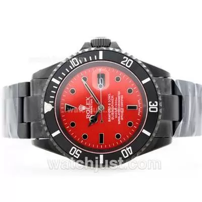 Rolex Submariner Automatic Movement Full Pvd With Red Dial