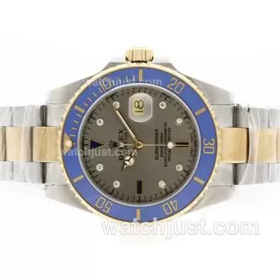 Rolex Submariner Automatic 18k Two Tone Plated With Gray Dial Blue Ceramic Bezel