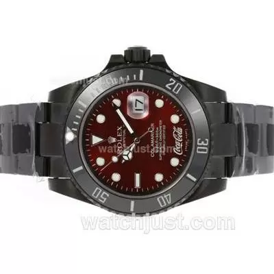 Rolex Submariner Cocacola Limited Edition Automatic Full Pvd With Red Dial Ceramic Bezel