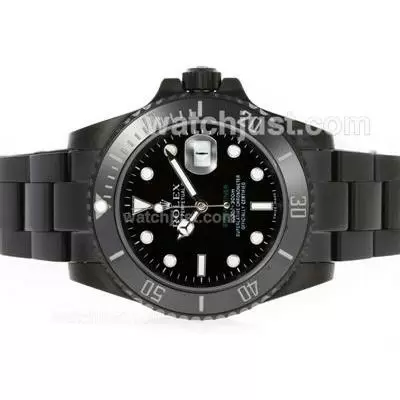 Rolex Submariner Automatic Full Pvd With Black Dial Green Sub Markers Ceramic Bezel