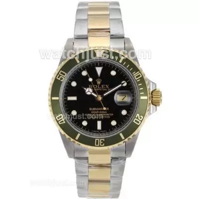 Rolex Submariner Automatic Two Tone With Black Dial And Green Bezel