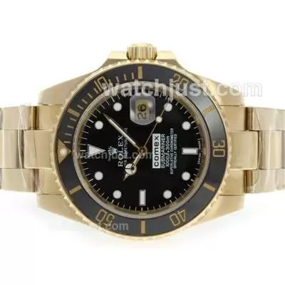 Rolex Submariner Comex Edition Automatic Full Gold With Black Dial Ceramic Bezel